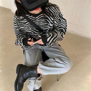 Zebra Print Sweatshirt Black & White - One Size