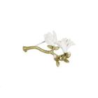Fashion And Elegant Enamel Magnolia Brooch With Freshwater Pearls Silver - One Size