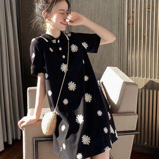 Daisy Print Short Sleeve Polo Dress
