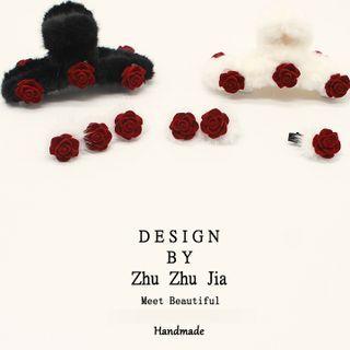 Floral Fluffy Hair Clip / Hair Claw (various Designs)