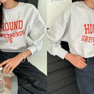 Round-neck Letter Sweatshirt Melange White - One Size