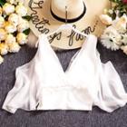 Cold-shoulder V-neck Cropped Blouse