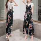 Floral Print Wide-leg Jumper Pants