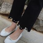 Faux-pearl Boot-cut Pants