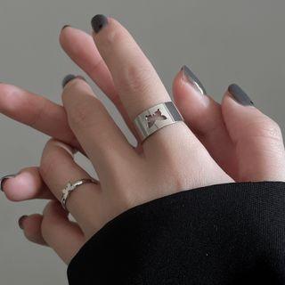 Couple Matching Set Of 2: Butterfly Ring 2517a - 2 Piece - Ring - Butterfly - Silver - One Size
