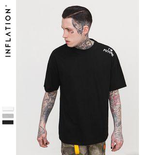 Shoulder-embroidered Drop-shoulder T-shirt