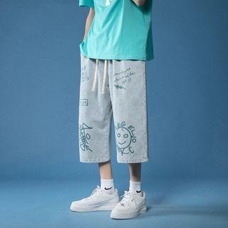 Print Capri Straight Leg Jeans