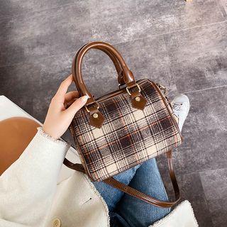 Plaid Crossbody Boston Bag
