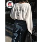 Couple Drop-shoulder Lettering T-shirt