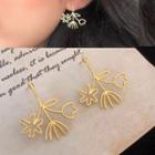 Alloy Flower Dangle Earring 1 Pair - 0621a - Silver Needle Earring - Gold - One Size