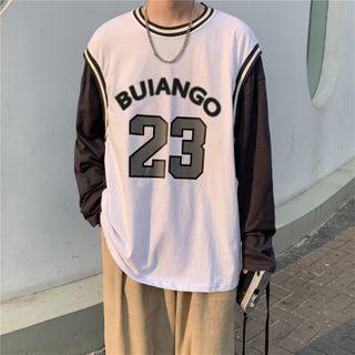 Numbering Long-sleeve Layered T-shirt