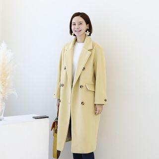 Notch-lapel Double-button Pastel Coat