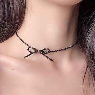 Bow-accent Choker Black - One Size