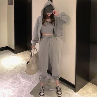 Set: Zip Hoodie + Camisole Top + Sweatpants