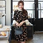 Frill-sleeve Floral Print Mini Dress
