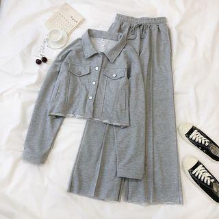 Pocket Detail Single-breasted Cropped Blazer / Drawstring Wide-leg Pants