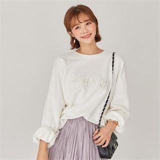 Letter-embroidered Oversized Sweatshirt