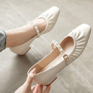 Chunky-heel Beaded Mary Jane Shoes
