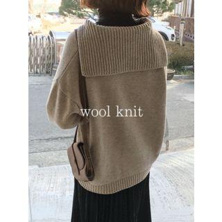 Sailor-collar Wool Blend Sweater