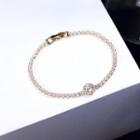 Alloy Rhinestone Bracelet Rose Gold - One Size