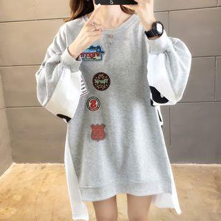 Oversize Color Panel Printed Sweatshirt