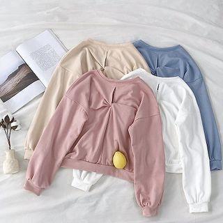Plain Cut Out Long-sleeve Sweatshirt