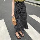 Polka-dot Tie-waist Wrap Skirt