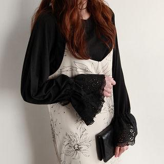 Drawstring Lace-cuff Cotton Top