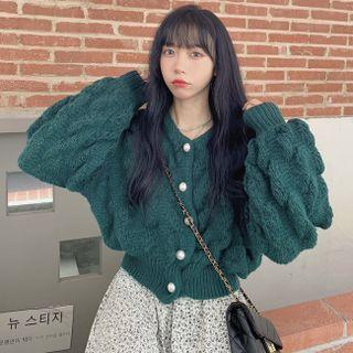 Plain Button-up Cable Knit Cardigan