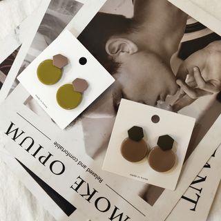 Alloy Hexagon & Disc Dangle Earring