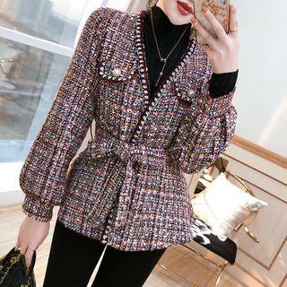 Tie-waist Tweed Jacket
