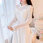 Long-sleeve Buttoned Lace Dress