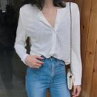 Long-sleeve Band Collar T-shirt