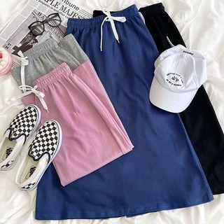 High-waist A-line Midi Slit Skirt