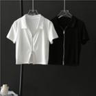 Short-sleeve Collared Zipped T-shirt