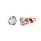 Simple And Fashion Plated Rose Gold Geometric Round Cubic Zircon Stud Earrings Rose Gold - One Size