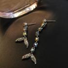 Non-matching Rhinestone Fishtail Earring As Shown In Figure - One Size