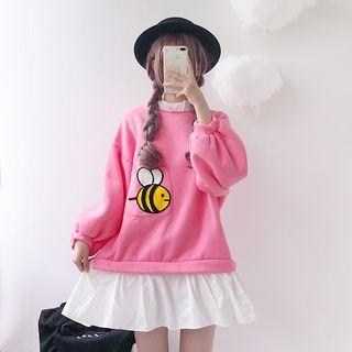 Mock Two-piece Bee Detail Sweatshirt Dress