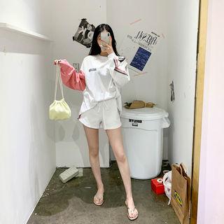 Color-block Sweatshirt & Swearshorts Set