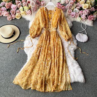 Round-neck Chiffon Long-sleeve Dress