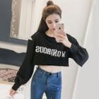 Cut Out Lettering Crop Pullover