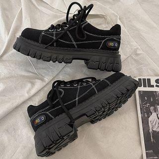 Platform Contrast Stitch Lace Up Sneakers
