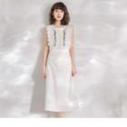 Crochet Applique Embroidered Midi Dress