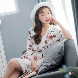 V-neck Floral Printed Dress