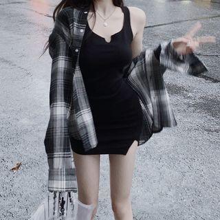 Mini Tank Dress / Plaid Shirt