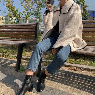 Stitched Sherpa-fleece Jacket Ivory - One Size