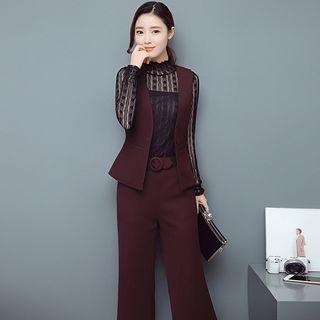 Set: Vest + Cropped Wide-leg Pants