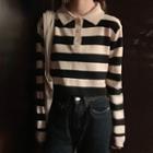 Striped Knitted Polo Sweater