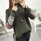 Applique High Neck Thick Sweater