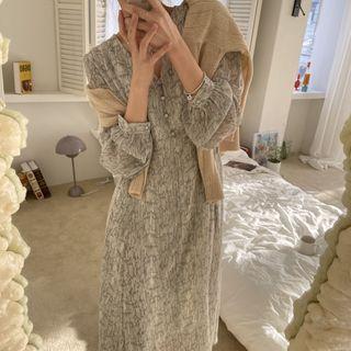 Long Sleeve V Neck Floral Dress